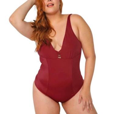 Imagem de Maiô Vinho Liso Zero Barriga Banho De Mar, 44