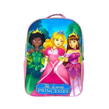 Imagem de Kit Estojo, Lancheira e Mochila Infantil Princesa Rosa - GXM