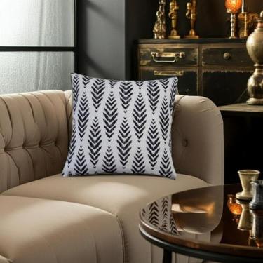 Imagem de Capa para Almofada 55x55 Estampada Cor Bege e Preta - Nallu Decor