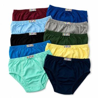 Imagem de Kit 10 Cuecas Infantil Slip Algodão Confortável Variadas - - Regional,