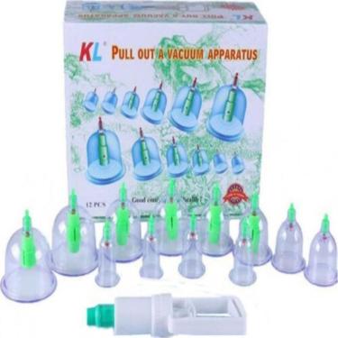 Imagem de Kit Ventosaterapia Yeet 12 Copos Acrílico com Bomba de Sucção Massagem Estética Celulite