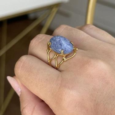Imagem de Anel ajustável na rede 13x18- quartzo azul - Nova Topázio
