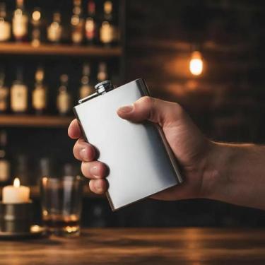Imagem de Cantil Bolso Inox 220ml Porta Bebida Whisky Bar - Cantil Inox