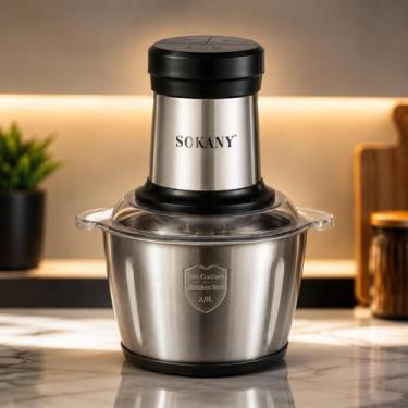 Imagem de Moedor De Carne Processador Alimentos Sokany Aço Inox 2 Velocidades 2.