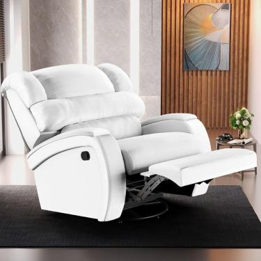 Imagem de Poltrona Reclinável Kylie Glider G23 com Massagem Usb em Couro Sintético Branco Gran Belo