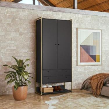 Imagem de Closet Industrial Olivar 2 Portas 2 Gavetas Preto - Olivar Móveis