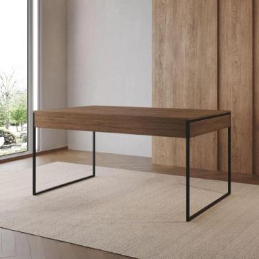 Imagem de Mesa Jantar Industrial Retangular Amêndoa 137X90Cm Filadélfia Base Fer