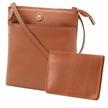 Imagem de Kit Bolsa e Carteira de Couro Mariart Itacaré + 649, Camel