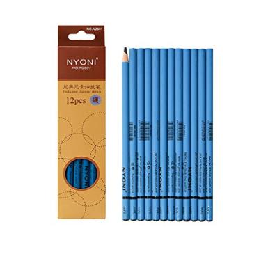 Imagem de lápis de desenho profissional de carvão, lápis de arte rígida, 12 lápis de desenho