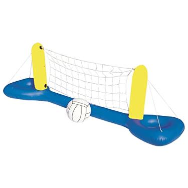 Imagem de Conjunto de vôlei para festa na piscina, conjunto inflável para voleibol, jogo de vôlei flutuante para piscina com suportes para bola e bebidas, jogo de piscina para adultos e crianças, flutuando, boias de verão, quadra de vôlei