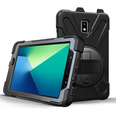 Imagem de Capa para Samsung Galaxy Tab Active 2 8.0 T390 T395 T397, grau militar [teste de queda de 4,5 metros] Capa protetora à prova de choque com suporte de rotação de 360°, alça de mão e suporte para lápis