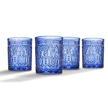Imagem de Godinger Copos de uísque à moda antiga, copos para beber, decoração vintage, copos de vidro, copos de água, copos de coquetel - Coleção Jax, 350 ml, azul, conjunto de 4
