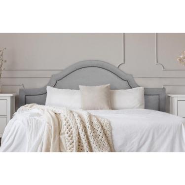 Imagem de Cabeceira Casal Provençal 140x60cm Suede Cinza - Tachas Fumê