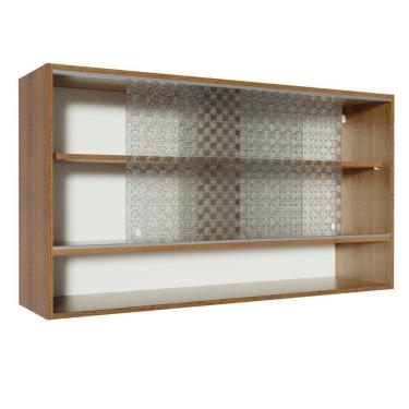 Imagem de Armário Aéreo Glamy 2 Portas de Correr de Vidro Quadrato e 1 Nicho Rustic Madesa