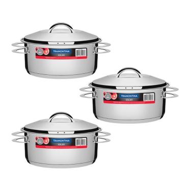 Imagem de KIT - 3 Panelas Aço Inox Fundo Triplo Solar 4,7L PIT 1 - Tramontina