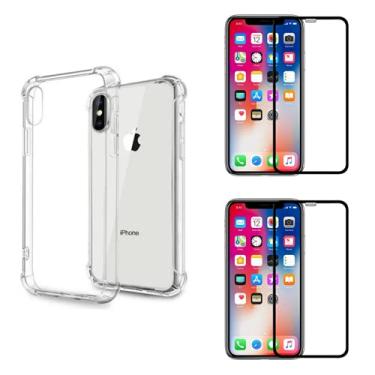 Imagem de Kit Capinha Anti Impacto + 2X Película 3D Cobre Toda Tela Compatível iPhone XS