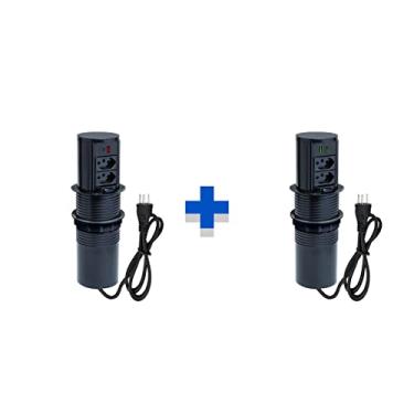 Imagem de Kit Torres Tomada Totem Slim Manual 2Tom 10A 2 e 2 USB 4.9A COR:PRETO