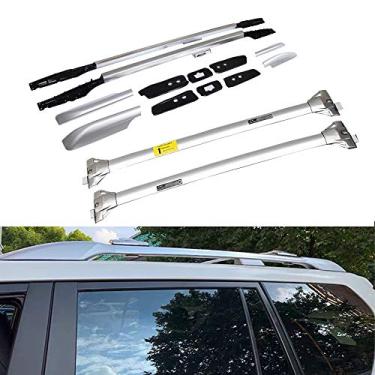 Imagem de UDP 4 peças barras transversais de aço inoxidável prata barras transversais bagageiro portador de carga de alumínio barra de rack de teto se encaixa para Land Cruiser Prado FJ150 2010-2020
