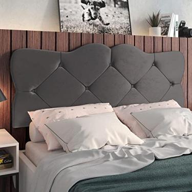 Imagem de Cabeceira Estofada Suede Para Cama Box Casal 1,40 Realeza - Cinza - Lojas Rpm