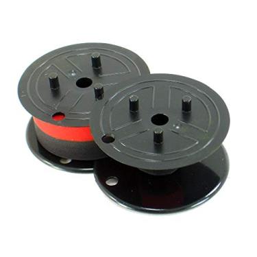 Imagem de Fita de calculadora eletrônica afiada compatível com carretel duplo preto e vermelho - serve para todos os modelos de carretel duplo