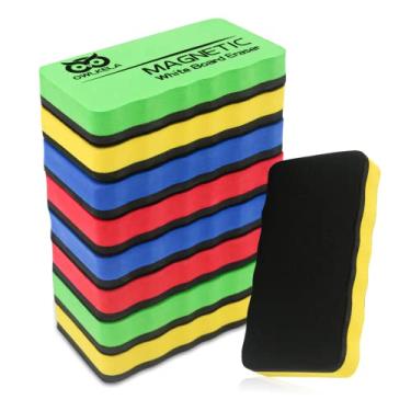 Imagem de OWLKELA Borrachas magnéticas apagáveis a seco, pacote com 8 borrachas magnéticas a seco para quadro branco, marcadores de quadro branco, apagáveis a seco, ideais para sala de aula, casa, escritório