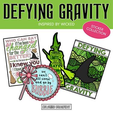 Imagem de Coleção de adesivos Wicked "Defying Gravity" - Conjunto de 4 adesivos Coloring Broadway inspirados em vinil malvado, cortado e sem bolhas. (7,6 cm x 7,6 cm - Conjunto de 4)