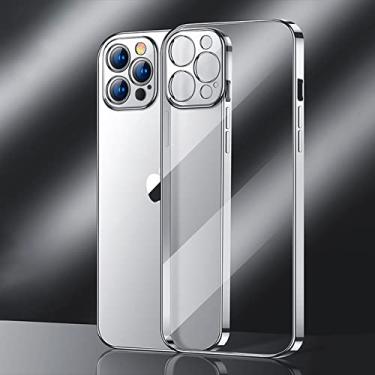 Imagem de Capa de telefone quadrada transparente para iphone 13 14 11 12 pro xs max mini x xr 7 8 plus se 2020 2022 tpu capa macia, prata, para iphone13 mini