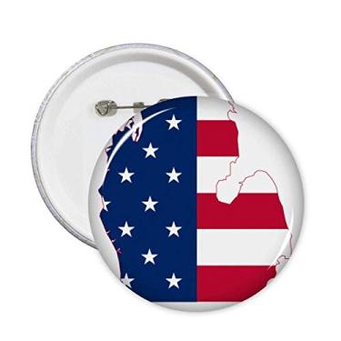 Imagem de Michigan América EUA mapa estrelas tripes bandeira pinos emblema botão decoração acessório 5 peças