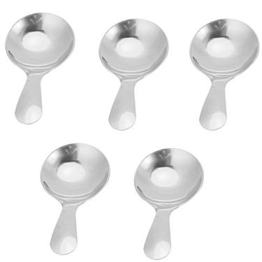 Imagem de 5 pçs mini colher para vasilhas, colher de ouro mini colheres de doces colher de cabo curto de aço inoxidável colheres de sal colheres de condimentos colher de sobremesa(Silver)