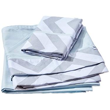 Imagem de Biramar Baby Lencol Carrinho 3 Pcs Percal 180 Fios Estampado Brooklyn Chevron Cinza/Azul Azul