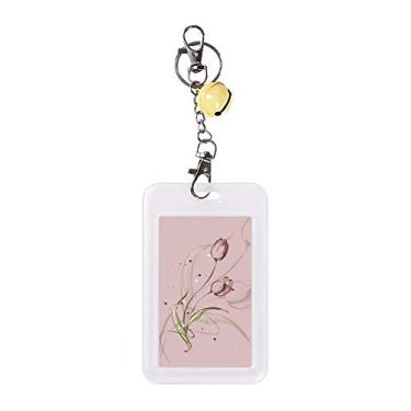 Imagem de Capa protetora de cartão de crédito com tulipa pintada à mão com flor rosa e sino amarelo