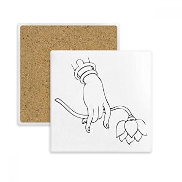 Imagem de Culture Religion Customs Lotus Hand Pattern Quadrado Porta-copos Caneca Suporte Subplate Pedra de Isolamento