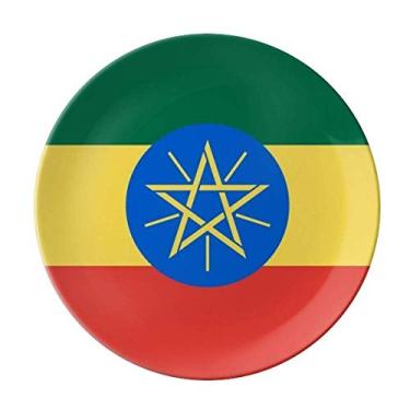 Imagem de Prato decorativo de porcelana com bandeira nacional da África da Etiópia