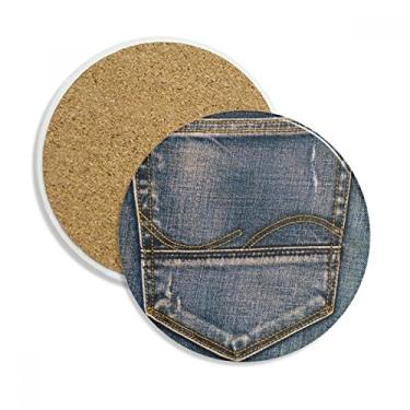Imagem de Bolso Jeans Forro de Cowboy Têxtil Caneca Porta-copos Proteção de Mesa Pedra Absorvente