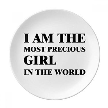 Imagem de Prato decorativo I Am The Precious Girl Salver de porcelana Prato de jantar