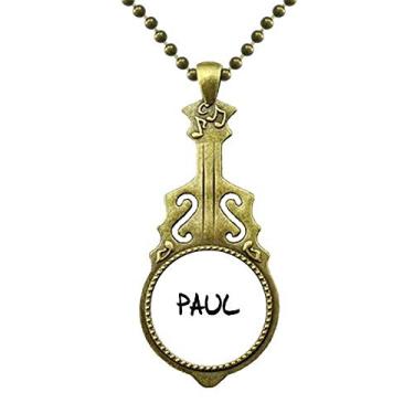 Imagem de DIYthinker Colar Paul com letra especial e nome inglês antigo de violão com pingente de música