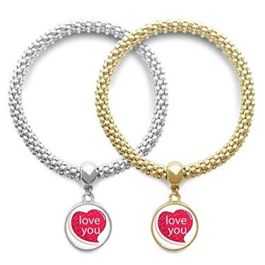 Imagem de Dia dos Namorados Coração Rosa I Love Lover Pulseira Pingente Joias Presente Casal