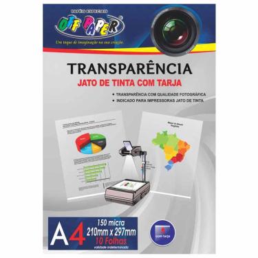 Imagem de Transparência A4 com Tarja 150 Micra Off Paper 10 Folhas 1026694