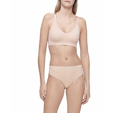 Imagem de Calvin Klein Sutiã feminino Invisibles Comfort levemente forrado sem costura triangular, Costas nadador de renda nua, GG
