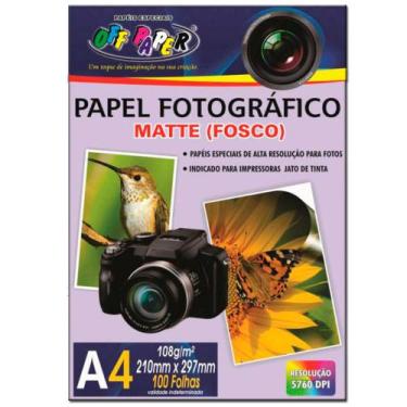 Imagem de Papel Inkjet Photo Matte 108G A4 C/100 Off Paper - Off Paper Industria