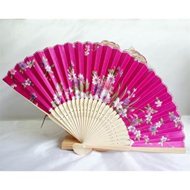 Imagem de Ventilador dobrável 100 leque de casamento de seda, ventilador de mão dobrável japonês, fãs de dança chinesa, presente de chá de casamento personalizado, lembrança de casamento personalizada acessórios decorativos feitos à mão (cor: 13)
