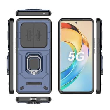Imagem de Caso de capa de telefone de proteção Compatível com Huawei Honor X50 5G (versão doméstica) Capa de telefone Slim Case Kickstand Phone Case PC e TPU Phone Case Cover Push Window Phone Case (Size : Blu