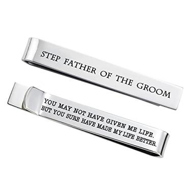 Imagem de Prendas de pai da noiva presentes para pai do noivo clipes de gravata de casamento presentes para padrinhos da noiva barras de aço inoxidável, Metal, aço inoxidável