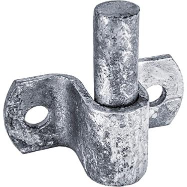 Imagem de Dobradiça de portão de elos de corrente de cerca de madeira com pino de dobradiça 5/8. Construído em aço galvanizado resistente. Montagem horizontal.