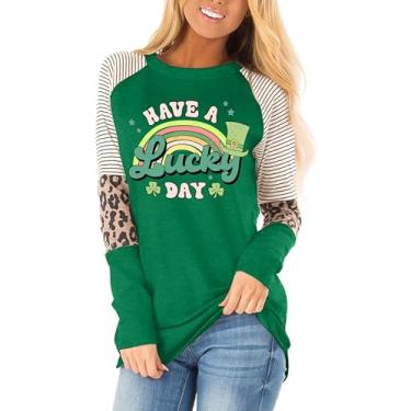 Imagem de Camiseta feminina do Dia de São Patrício, camisetas com estampa de trevo, camisetas xadrez, camisetas natalinas, Trevo - verde 5, G
