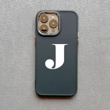 Imagem de Capa de telefone fashion inicial com 26 letras AZ para iPhone 14 15 13 12 11 Pro Max X XS XR 7 8 Plus SE20 Capa macia em negrito branco, J, para iphone12 pro max