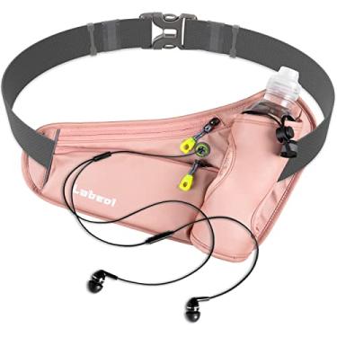Imagem de Cinto de corrida, cinto de hidratação à prova d'água com suporte para garrafa de água, caminhada, caminhada, pochete refletiva ajustável, compatível com cintura de telefone ao ar livre, rosa, One Size