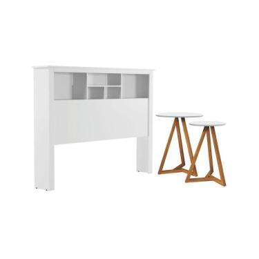 Imagem de Jogo De Cabeceira Com Mezanino Lateral Cambridge Branco