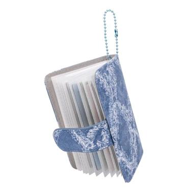 Imagem de HIYQIN Mini álbum de fotos com 32 bolsos compatível com filmes Fujifilm Instax (54 x 86 mm) - para Instax Mini 12 70 7s 8 8+ 9 11 40 90 99 EVO SE Liplay álbum de fotos com chaveiro - jeans