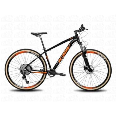 Imagem de bicicleta Aro 29 KSW XLT 100 em Aluminio 1x12v Pedivela Single coroa Unica Catraca Cassete 11/50 Dentes Freio a Disco Suspensão,21,Preto Laranja
